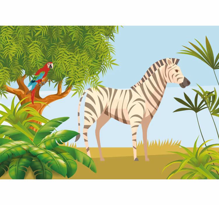 Stenska slika gozdna zebra v džungli - TenStickers