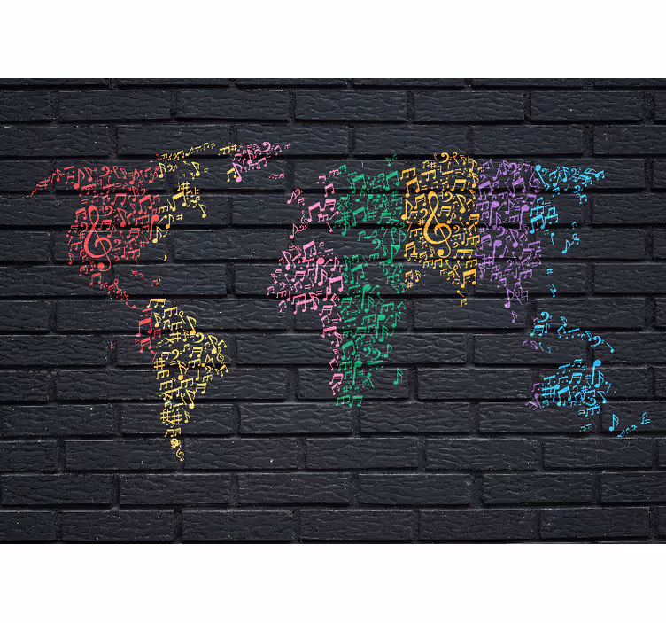 Musical world map fototapete z glasbeno tematiko - TenStickers