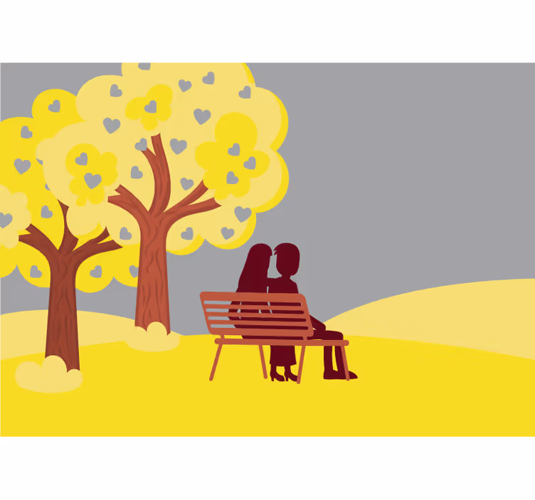 Romantic couple silhouette fototapeta ljubezen - TenStickers