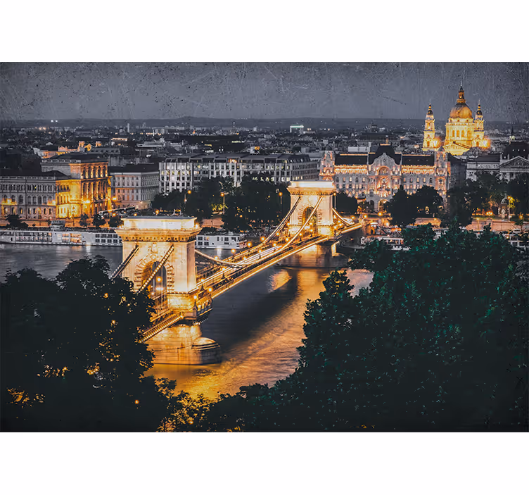 Chain bridge nightscape fototapete mest in držav - TenStickers
