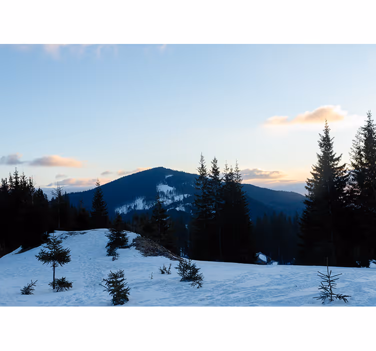 Frosty summit landscape fototapeta z gorami - TenStickers