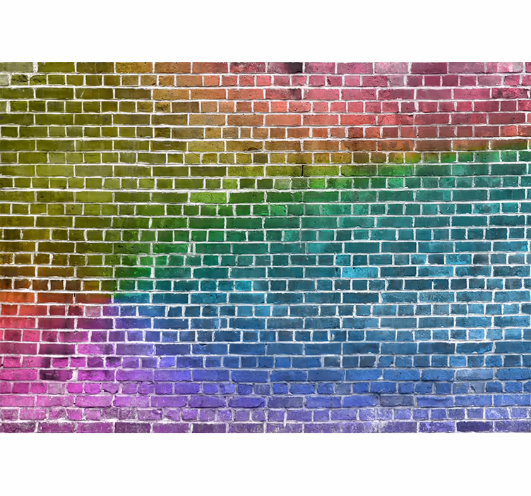 Rainbow brick pattern fototapete s teksturami - TenStickers
