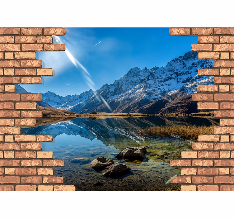 3d opečnata stena s stensko poslikavo s foto opeko - TenStickers
