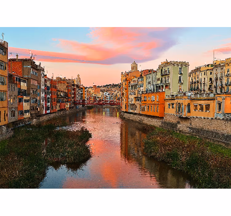 Girona river sunset fototapete mest in držav - TenStickers