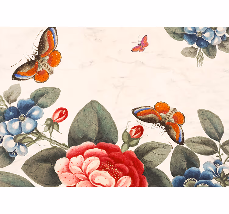 Fluttering insects and blossoms fototapete cvetje - TenStickers