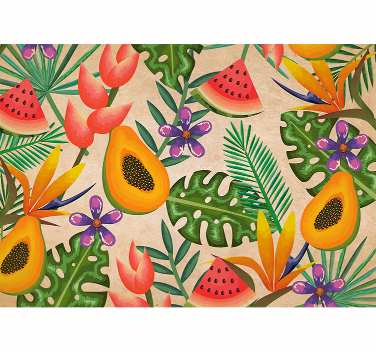 Tropical fruit patterns fototapete cvetje - TenStickers