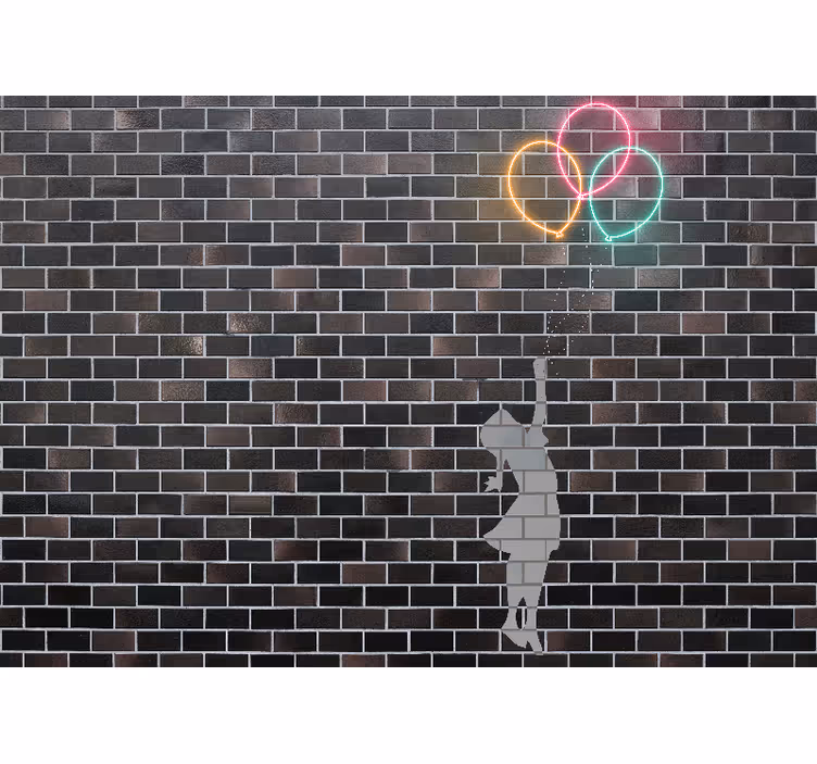 Deklica, ki sega po balonih, fototapete s graffiti - TenStickers