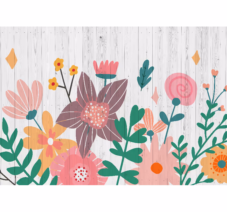 Colorful floral artwork fototapete cvetje - TenStickers