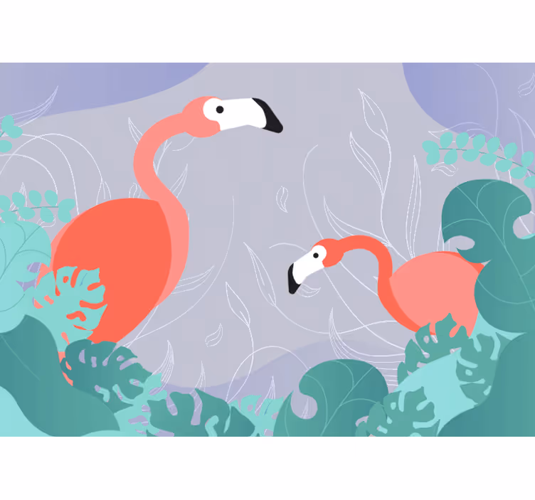 Flamingo family fototapete z živalmi - TenStickers