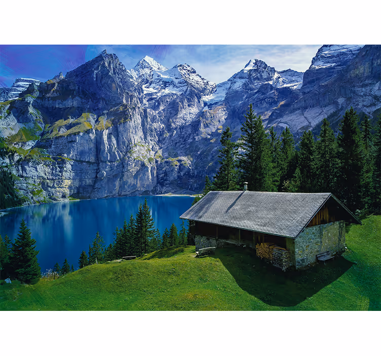 Mountain lake landscape stenske poslikave - TenStickers