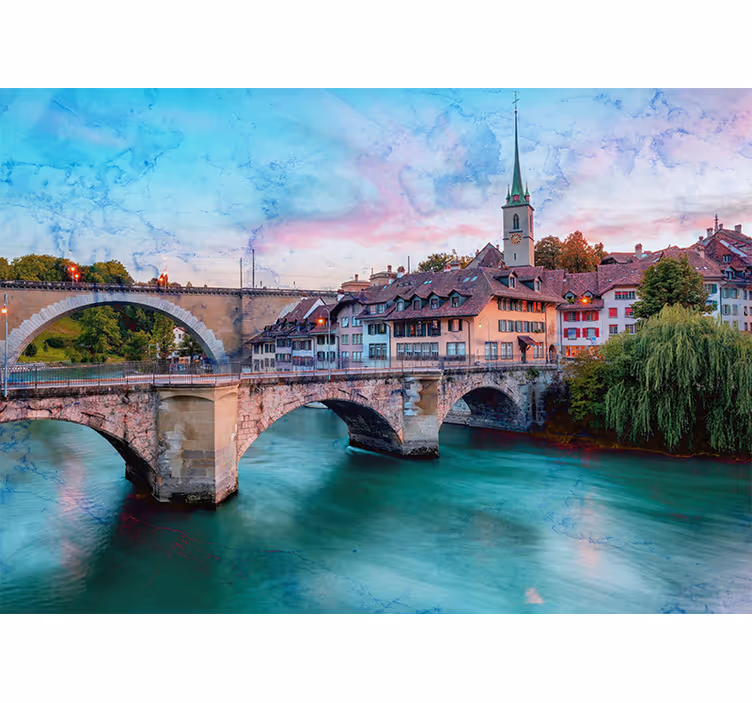 Mesto v klasičnem slogu v freski bern - TenStickers