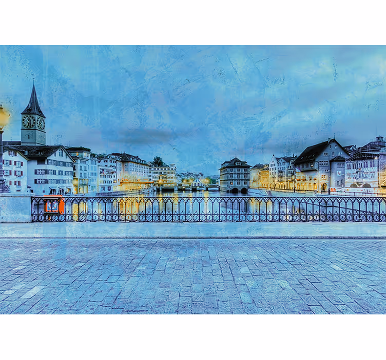 Zurich riverside view fototapete mest in držav - TenStickers
