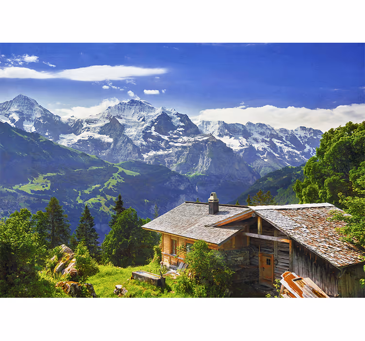 Mountain retreat scene stenske poslikave - TenStickers