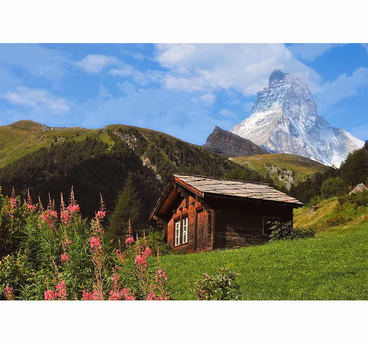 Mountain lodge view stenske poslikave - TenStickers