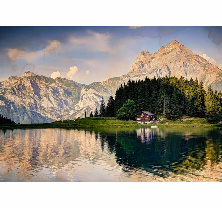 Mountain lake getaway stenske poslikave - TenStickers