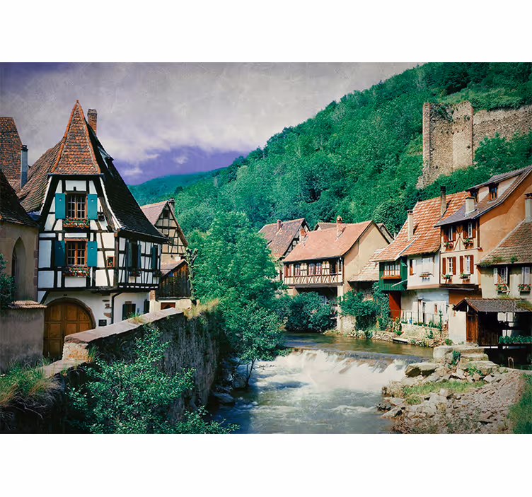 Slikovita rečna vas Fototapete mest in držav - TenStickers