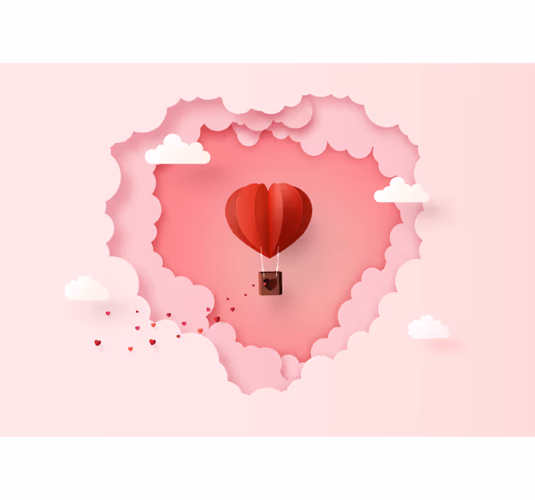 Heart hot air balloon fototapeta ljubezen - TenStickers