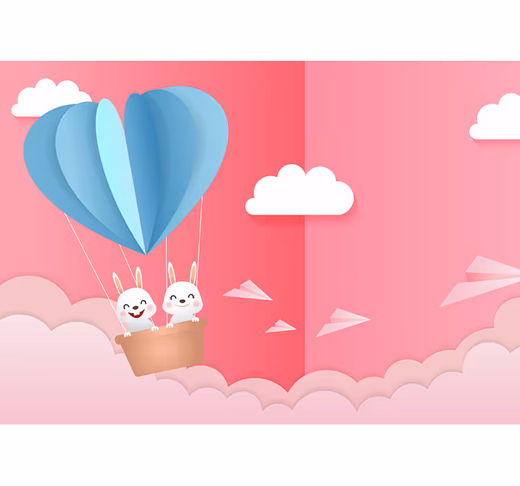 Balloons and bunnies fototapeta ljubezen - TenStickers