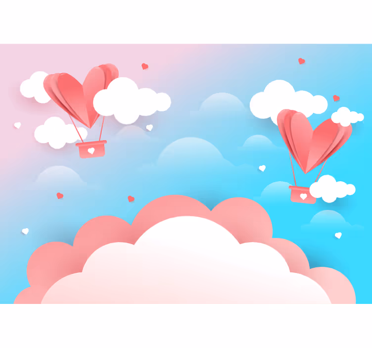 Floating heart balloons fototapeta ljubezen - TenStickers