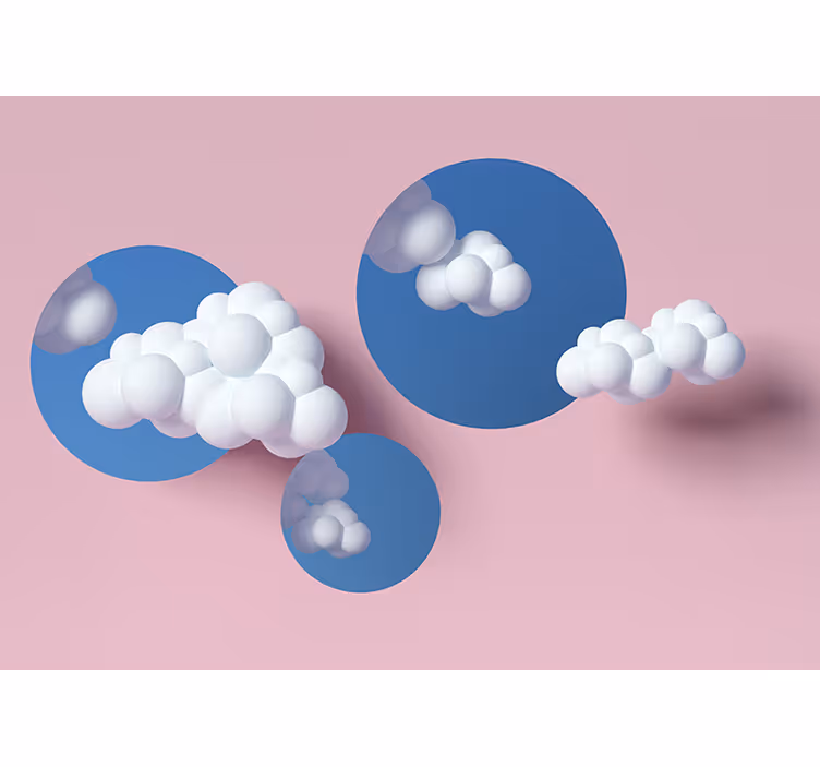 Puffy clouds play abstraktni fototapeti - TenStickers