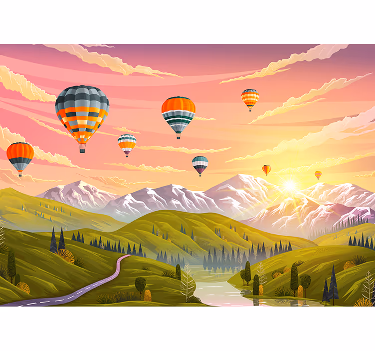 Hot air balloons stenske poslikave za dom - TenStickers