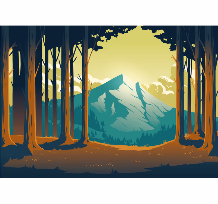 Scenic forest mountain fototapeta z gorami - TenStickers