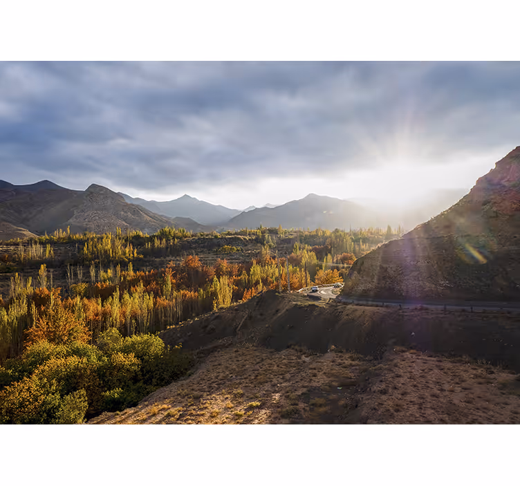 Mountainous autumn scene stenske poslikave - TenStickers