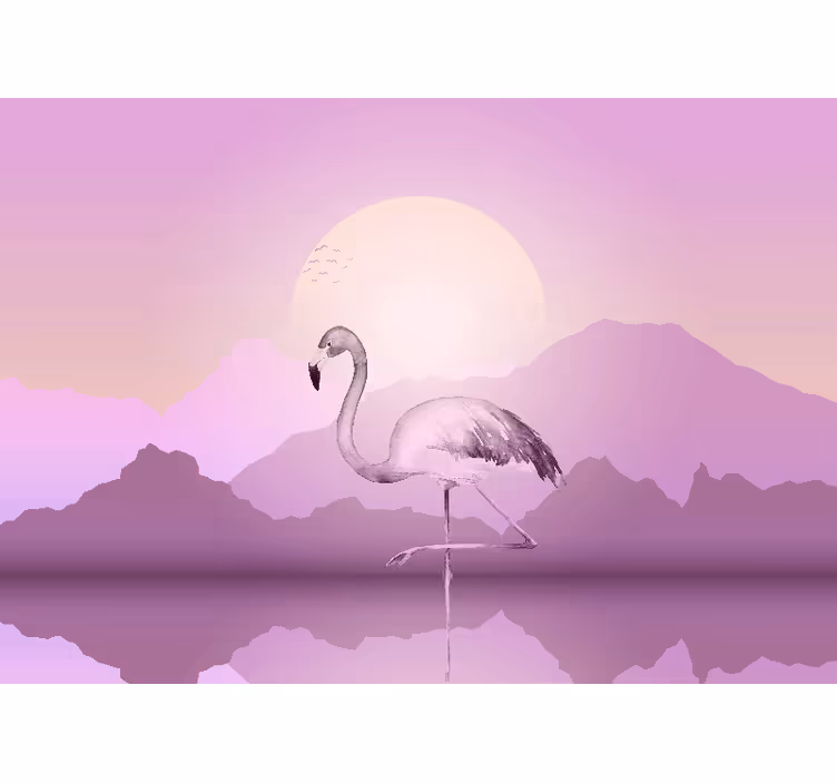 Elegant flamingo silhouette fototapete z živalmi - TenStickers