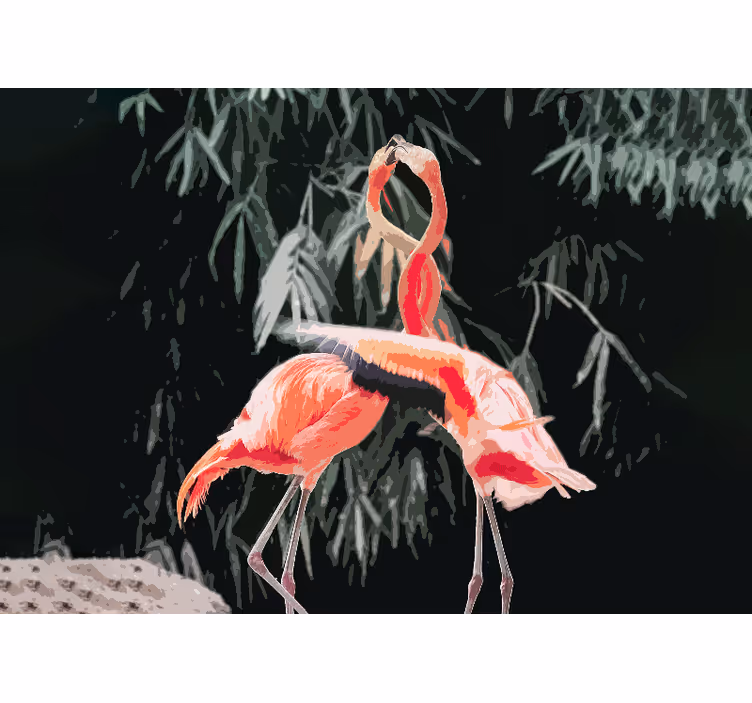 Fototapeta za glavno spalnico ljubezenski ples flamingov - TenStickers