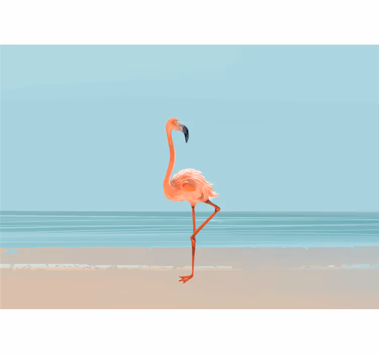 Fototapete z morjem flamingo ob obali - TenStickers