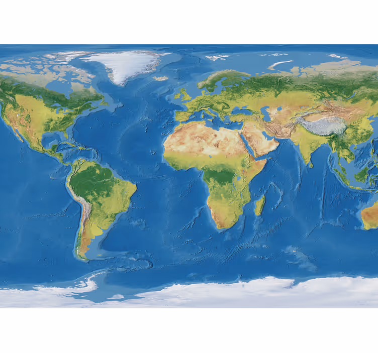 Geografski realistični zemljevid sveta 3d stenska poslikava - TenStickers