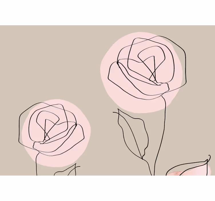 Line art roses fototapete cvetje - TenStickers