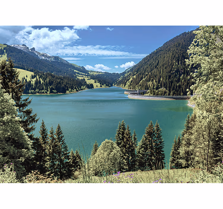 Tranquil mountain lake stenske poslikave - TenStickers