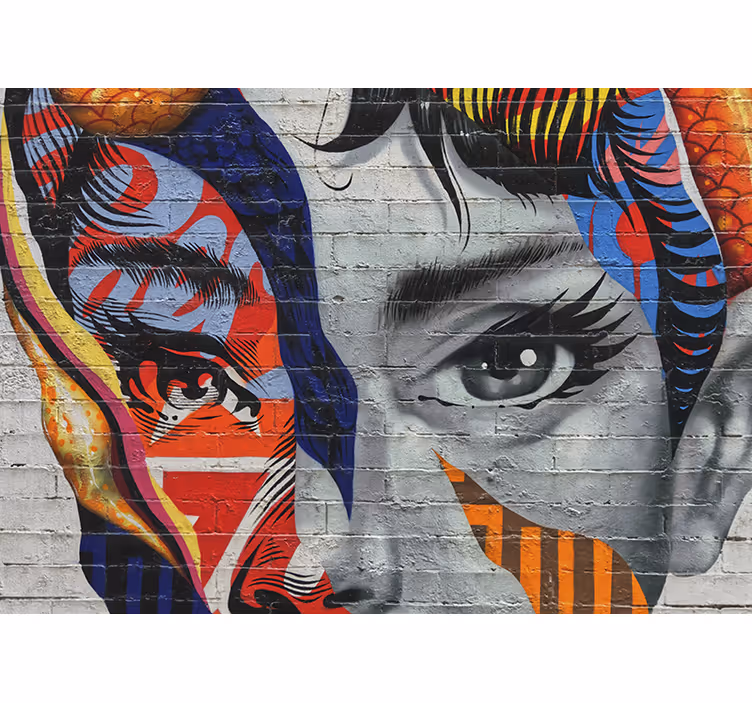 Vibrant urban faces fototapete z graffiti motivi - TenStickers