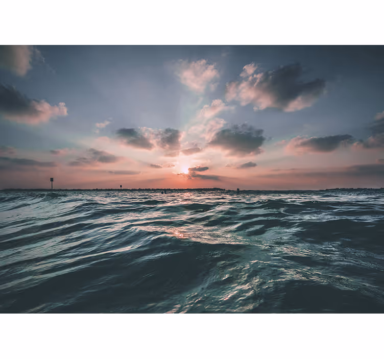 Sunset over waves fototapete z morjem - TenStickers