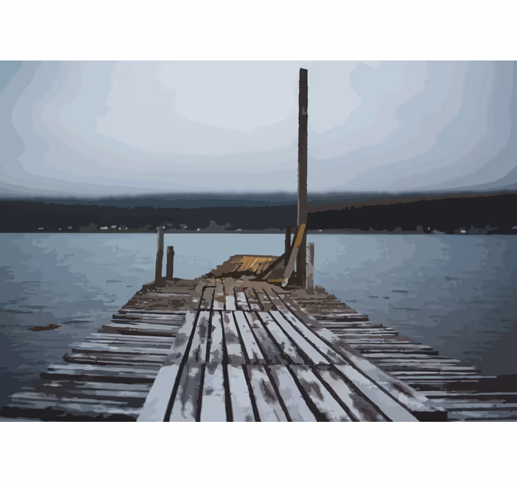 Serene lake dock stenske poslikave - TenStickers