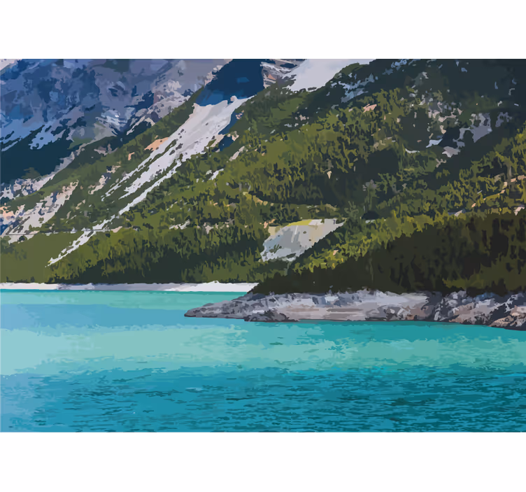 Mountain lake tranquility stenske poslikave - TenStickers