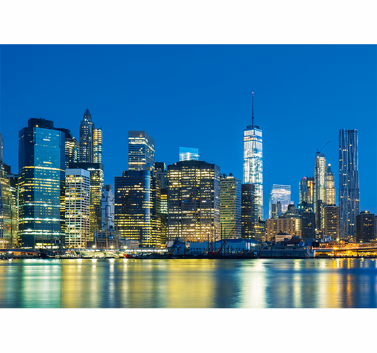 Nyc skyline night fototapeta new york - TenStickers