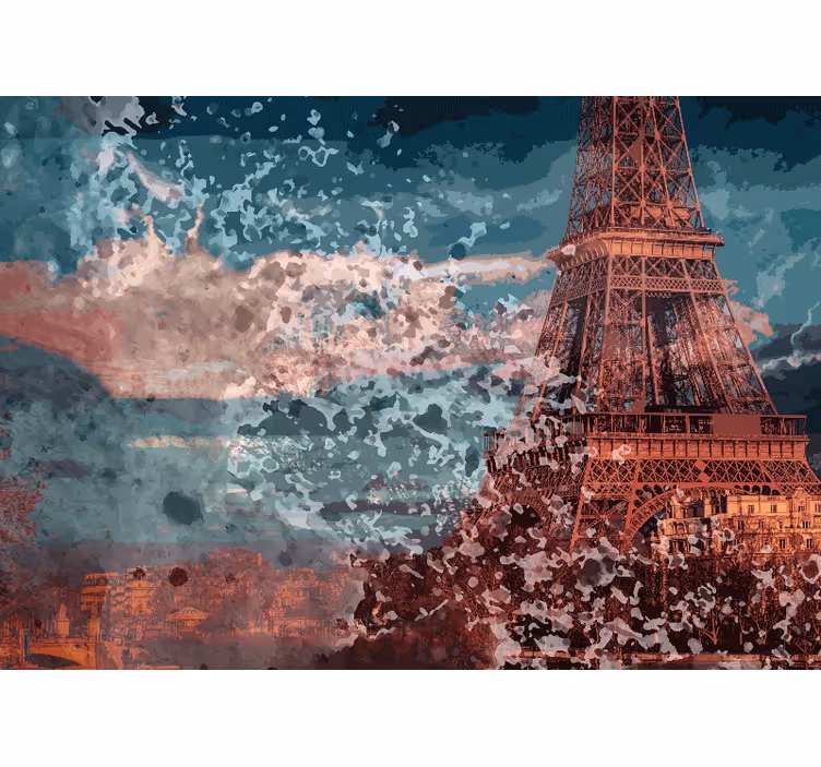 Eiffel tower skyline fototapete pariz - TenStickers