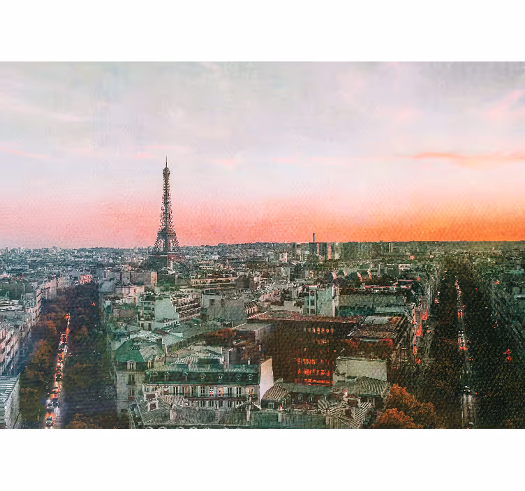 Eiffel tower sunset fototapete pariz - TenStickers