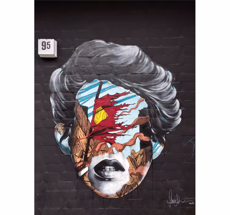 Fragmented human profile fototapete s graffiti motivi - TenStickers