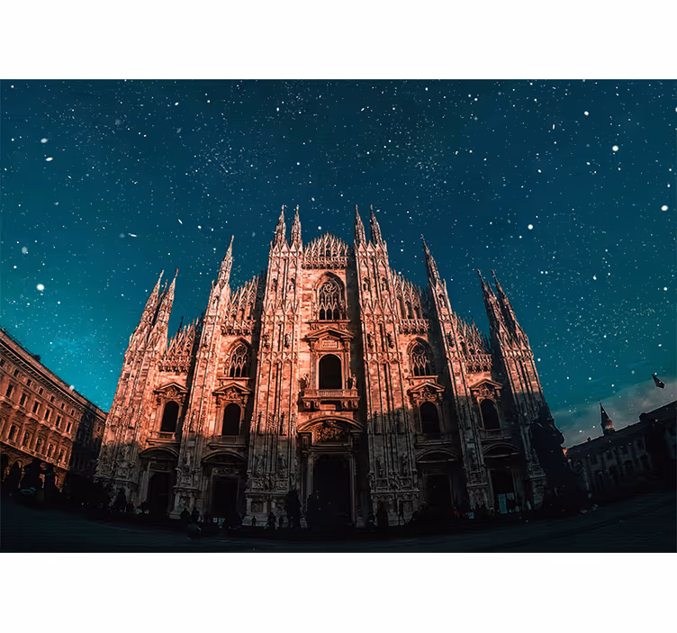 Milan cathedral nightscape fototapete madrid - TenStickers