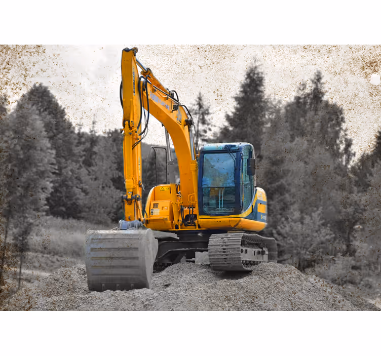 Excavator machinery scene fototapeta z vozili - TenStickers