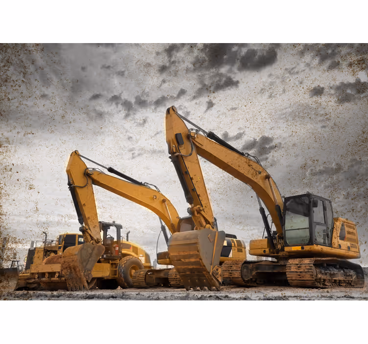 Construction machinery display fototapeta z vozili - TenStickers