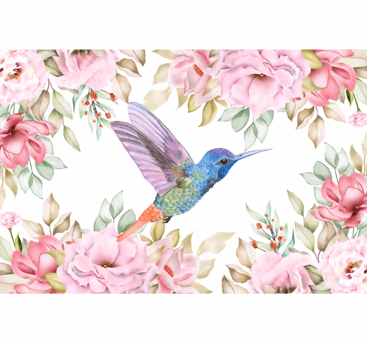 Hummingbird among blossoms fototapete s cvetjem - TenStickers