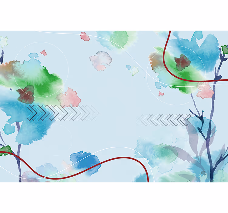 Soft watercolor greens fototapete narava - TenStickers