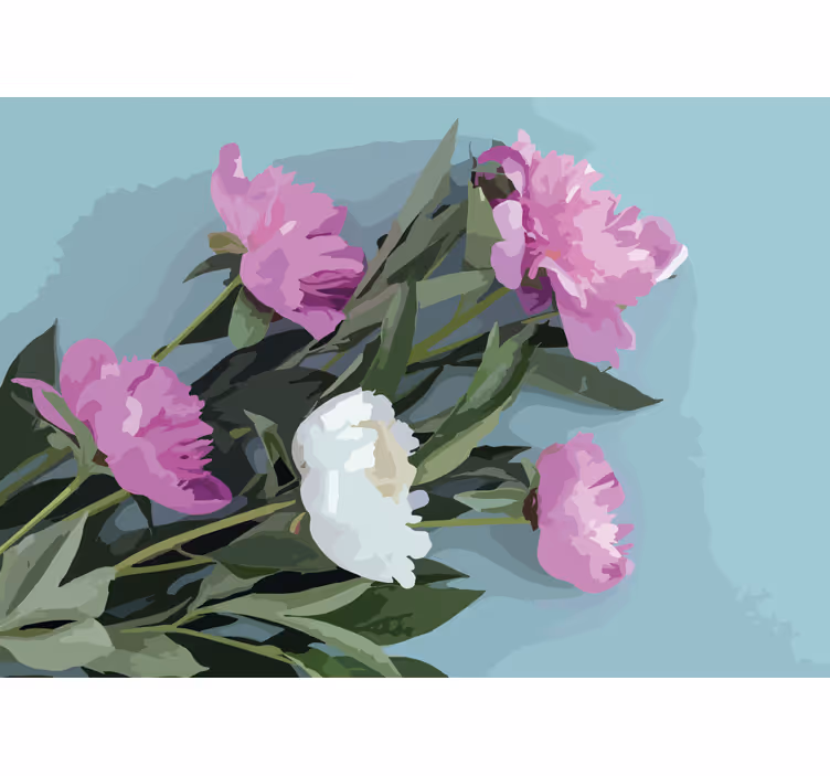 Vijolične potonike zeleni listi cvetlični zidni poslikava - TenStickers