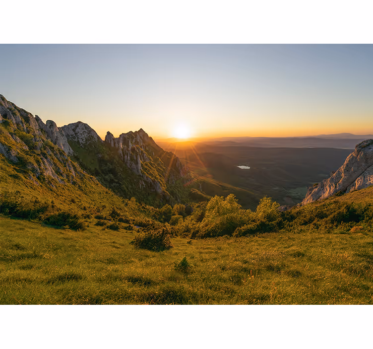 Sončni zahod nad gorami stenske poslikave - TenStickers