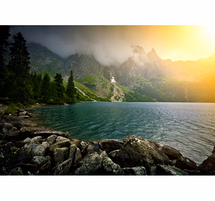 Mountainous lake view stenske poslikave - TenStickers