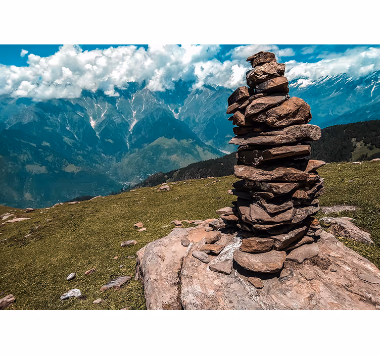 Stacked stone formation fototapeta z gorami - TenStickers